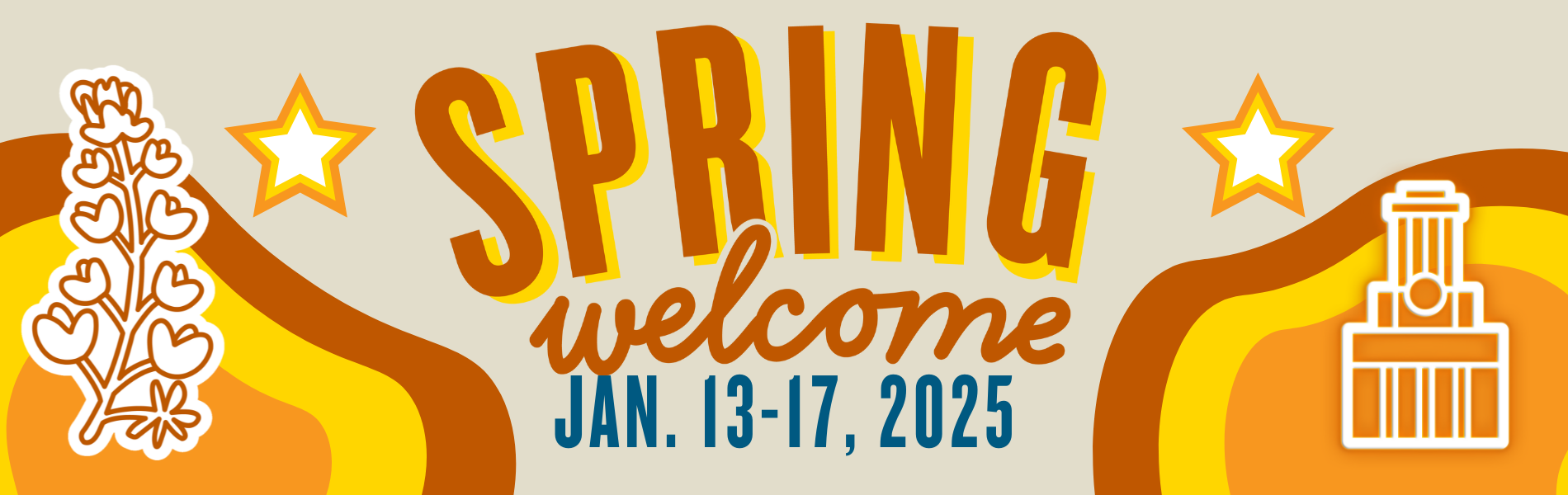 Spring welcome logo with icons